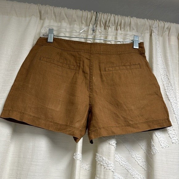 NWT Loft size 00 Carmel color linen drawstring 4” shorts - Picture 2 of 2